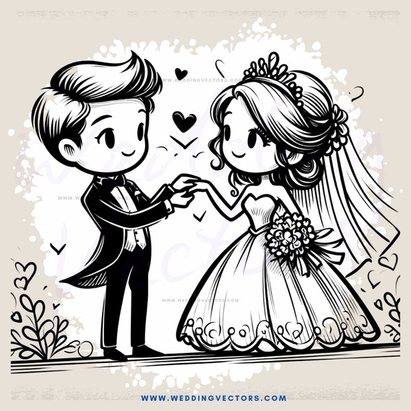 wedding couple in black and white image