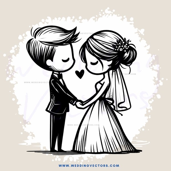 a newlywed couple kissing
