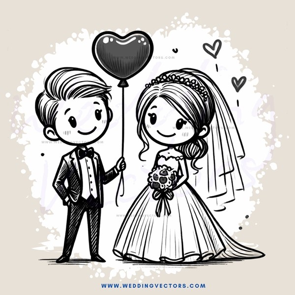 a bride and groom in wedding dress and tuxedo, holding hands