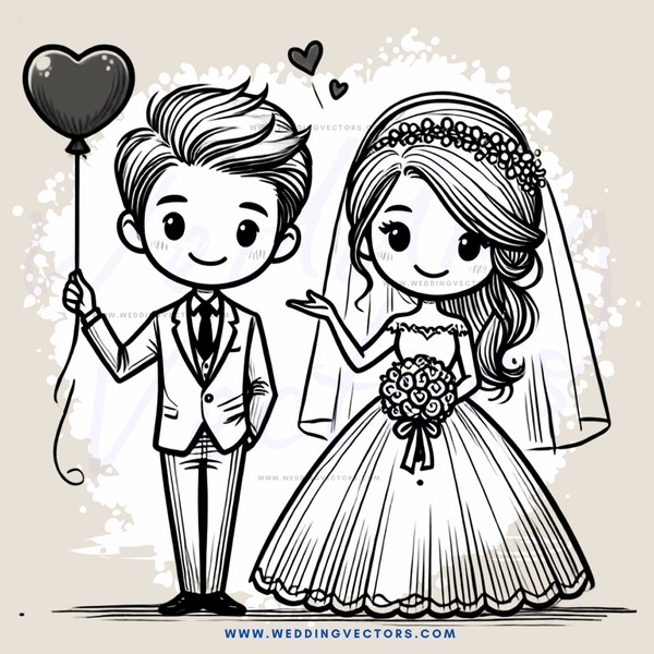 a couple in wedding attire posing for a picture