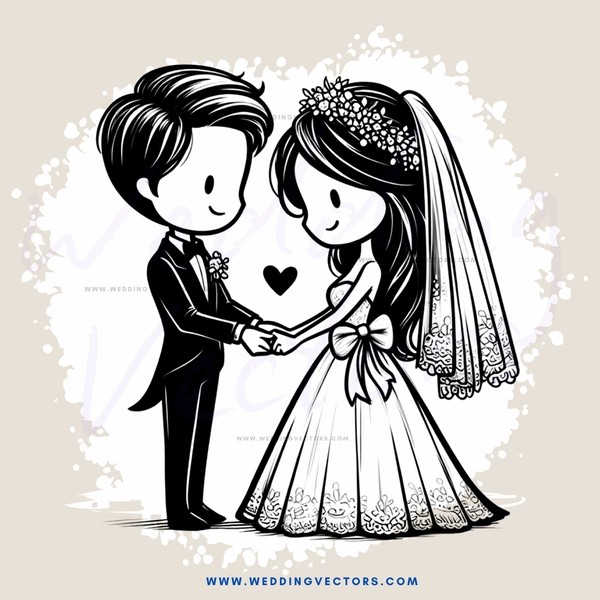 a bride and groom holding hands in black and white