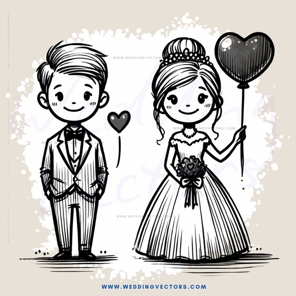 couple with heart and balloon