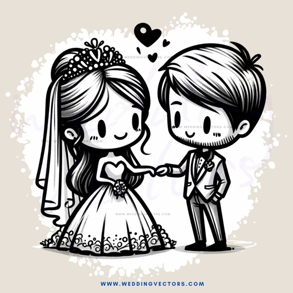 a couple's black and white wedding picture