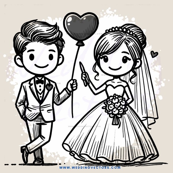 a bride and groom holding an apple with hearts in it