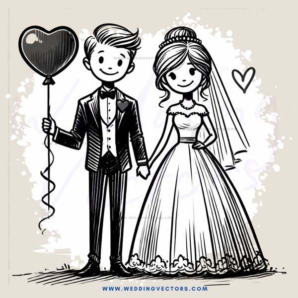 a cartoon wedding illustration