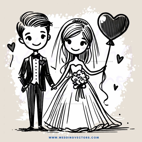 a couple holding hands and balloons
