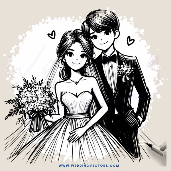 wedding portrait - black and white
