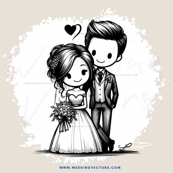 a bride and groom standing together
