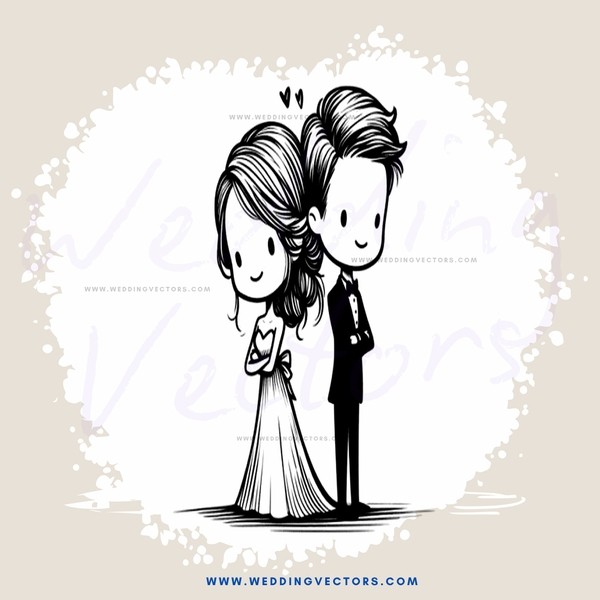 a couple standing together in front of a heart background