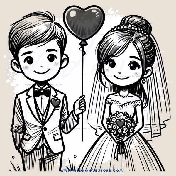 a boy and girl holding hands and an air balloon