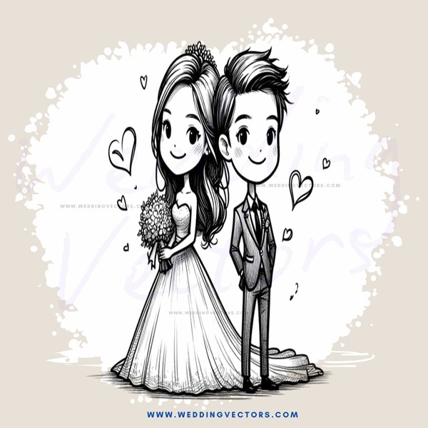 a wedding couple in black and white