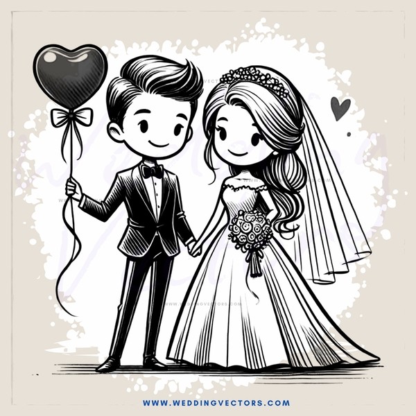 a bride and groom holding hands