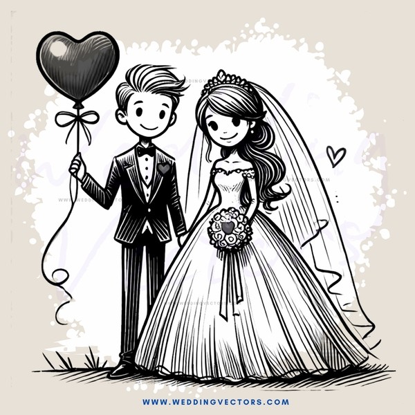 wedding cartoon image with kite