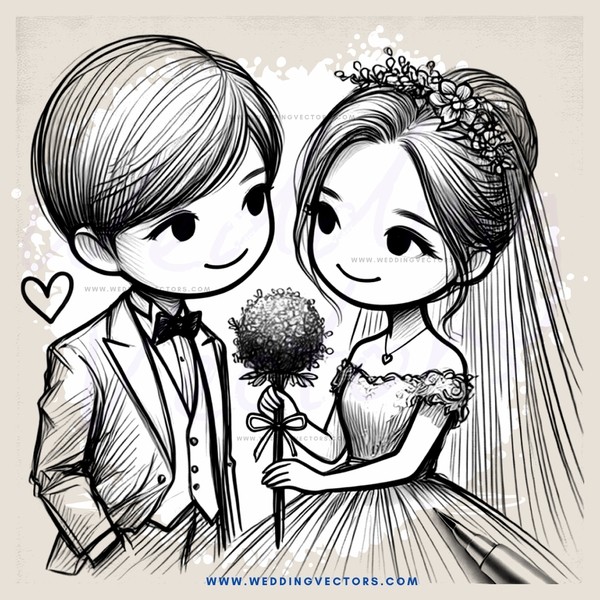 a wedding in black and white
