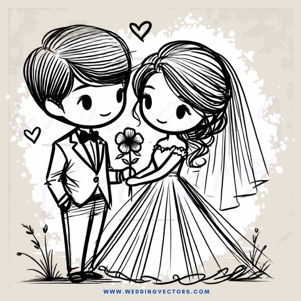 a young couple holding flowers