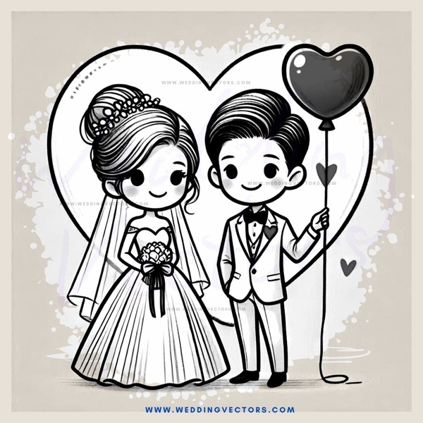 the bride and groom balloon picture