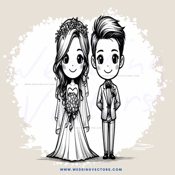 groom and bride in wedding dress