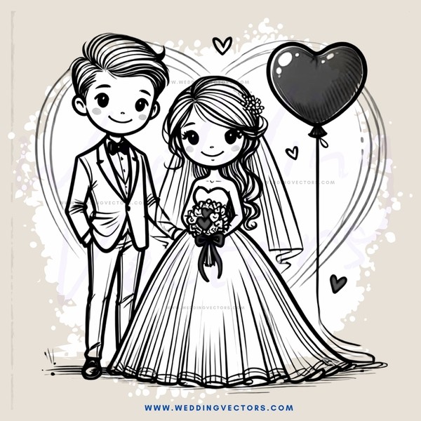 a young couple on their wedding day