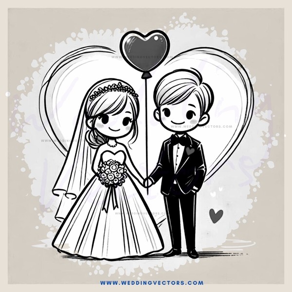 wedding bride and groom puzzle piece design cartoon poster