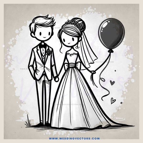wedding picture with balloon decoration
