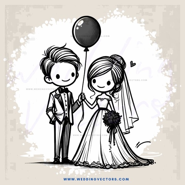 wedding portrait with balloon bride