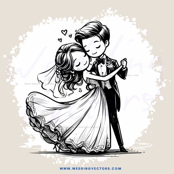 a couple dancing in white and black