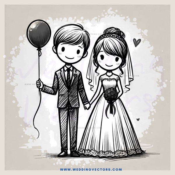 a bride and groom balloon