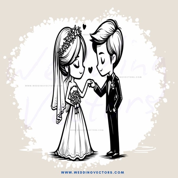 wedding ring shape with boy and girl facing each other