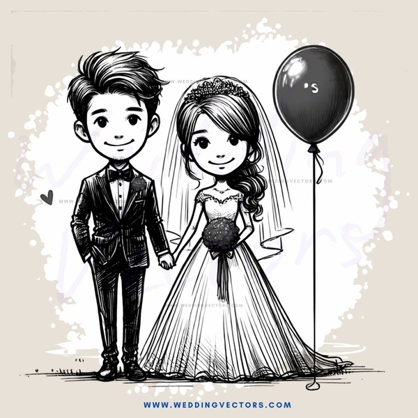 a black and white wedding illustration
