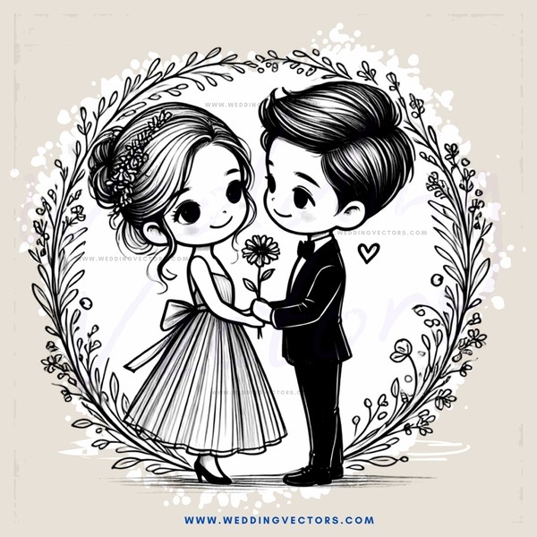 boy and girl with flowers