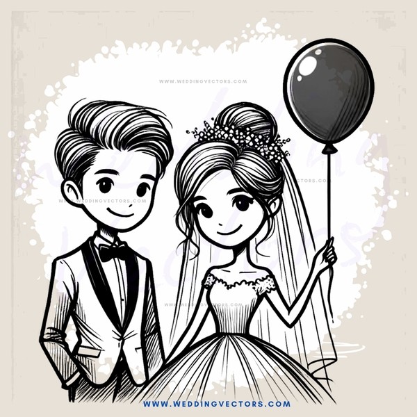 engagement banner with couple and balloon