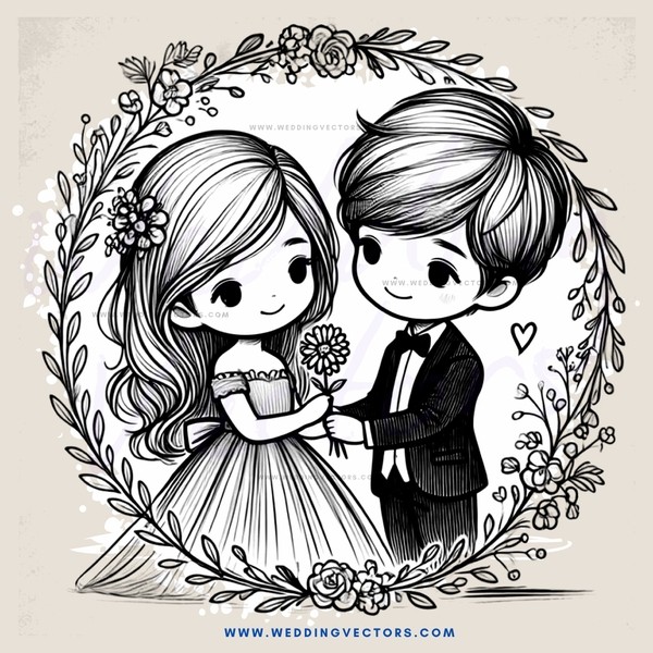 wedding portrait of couple in black and white