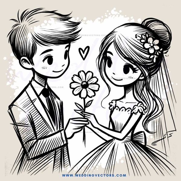a bride and groom hold flowers