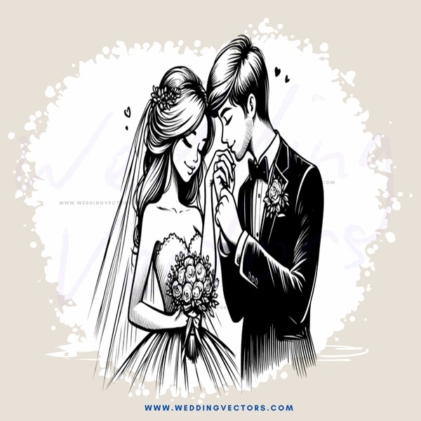 a wedding portrait in black and white