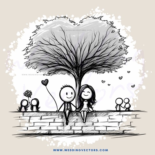 a couple under a tree with their love interests