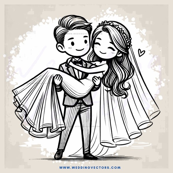 a bride and groom embracing each other
