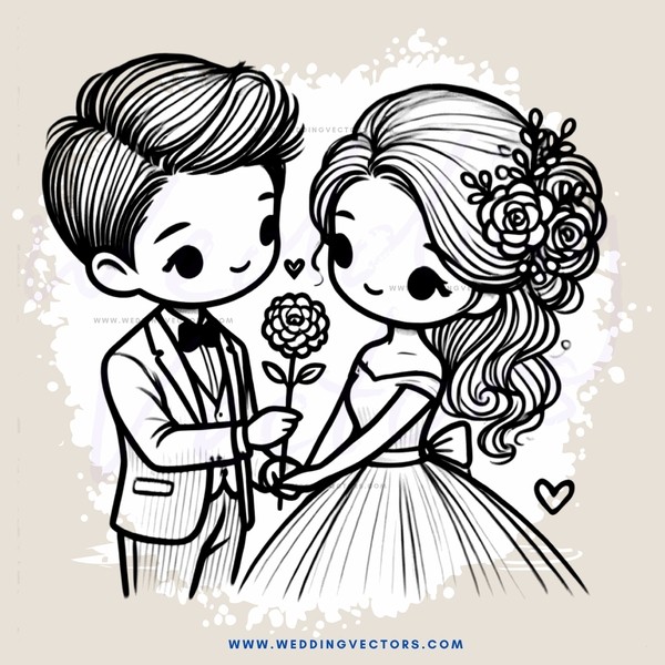 couple holding hands and flowers