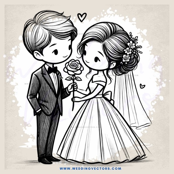 wedding engagement cartoon character designs