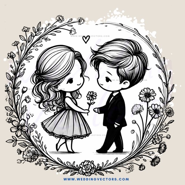 lovers in a flower border