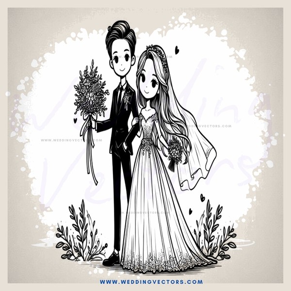 the groom and bride holding flowers