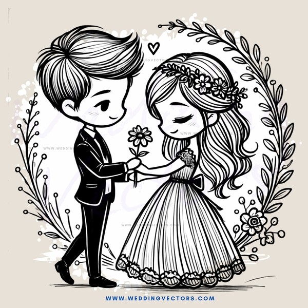 a couple holding hands and flowers