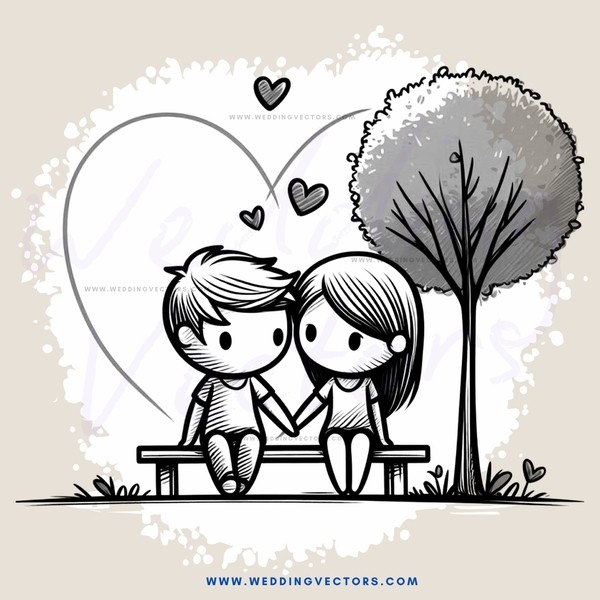 lovers on a bench under a tree
