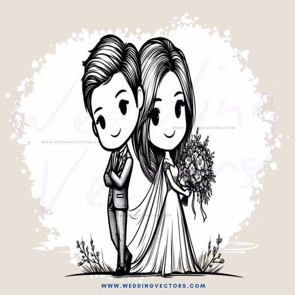 wedding portrait - bride and groom smile at each other