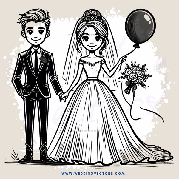 engagement bride and groom with balloon bouquet