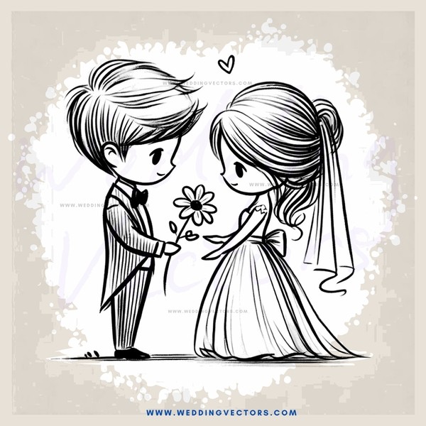 a boy and girl with flowers