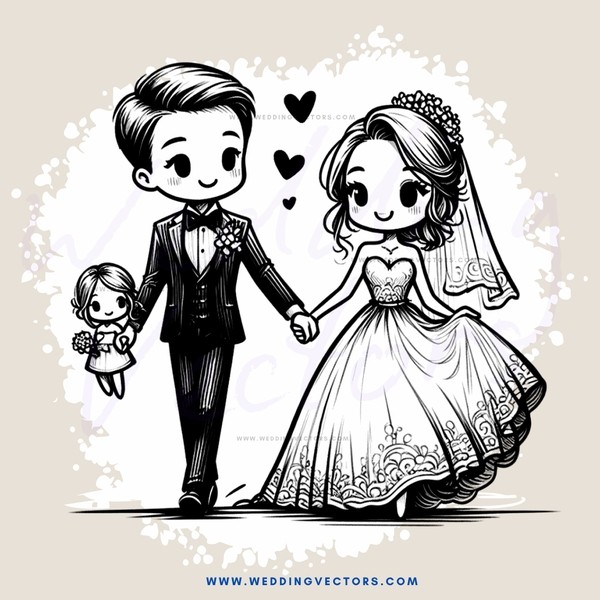 a wedding in black and white