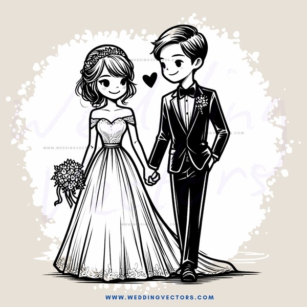 a bride and groom holding hands