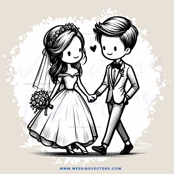 a wedding animation with two people walking together