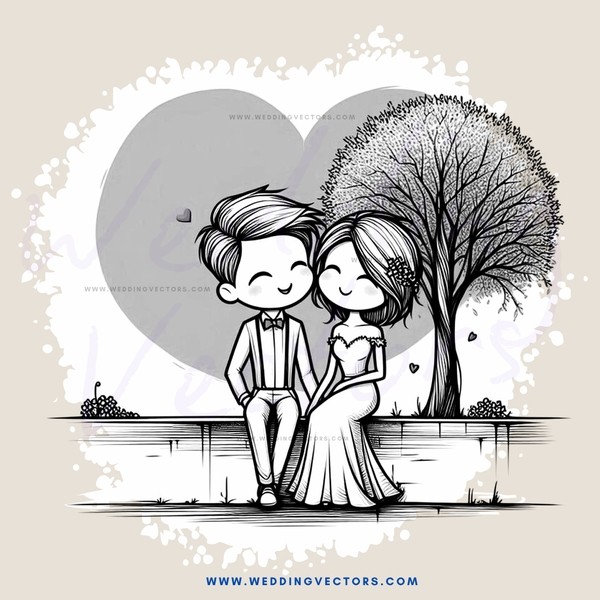 a couple in front of a tree with heart cutouts