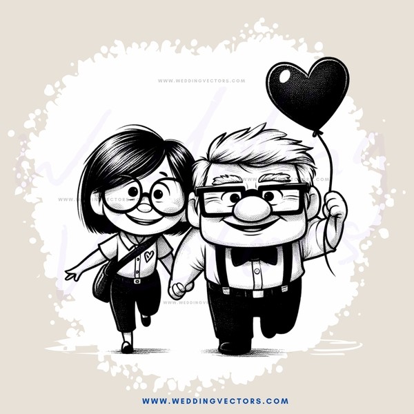 a cartoon couple walking together